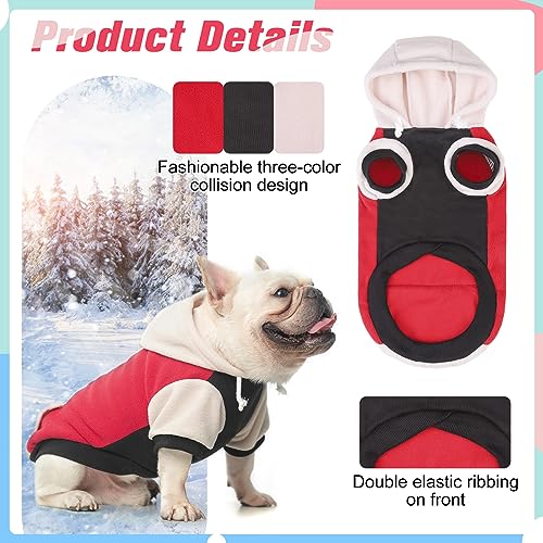 Fleece Dog Hoodie Sweatershirt with Pocket and Leash Hole (Small/Medium / Red)