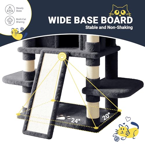 82 Inches Large Cat Tree (82 in / Smoky Grey)