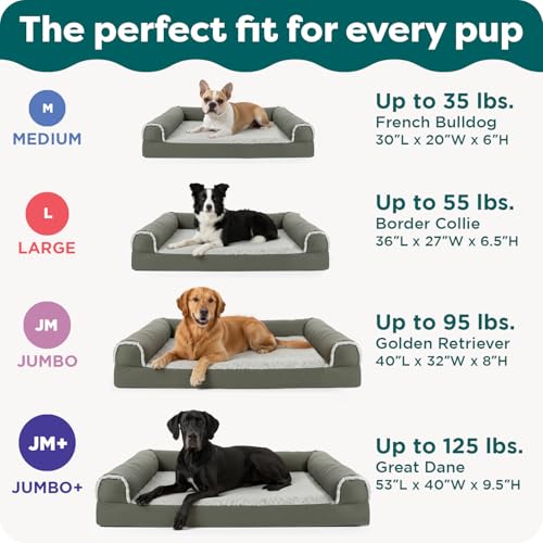 Cooling Gel Dog Bed for Large Dogs (Jumbo / (Two-Tone Faux Fur & Suede) Stone Gray)