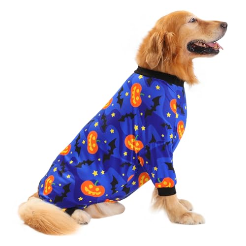 Dog Pajamas One Piece Light Comfy Pjs Pet Costume M (XX-Large / Starry Pumpkins)