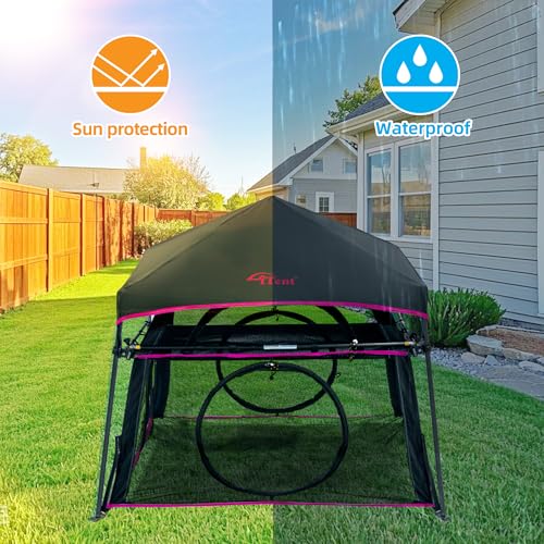 Extra Large Catio Outdoor Cat Enclosure 2 (Rose Trim / Two layer)