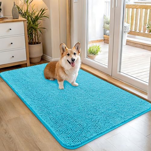Dog Door Mat for Muddy Paws 45x27 (Aqua Blue / 45" X 27")