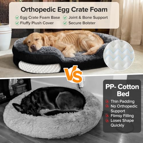 Fluffy Orthopedic Dog Beds Large Sized Dog (Black / XL (42"x 32"x 7"))
