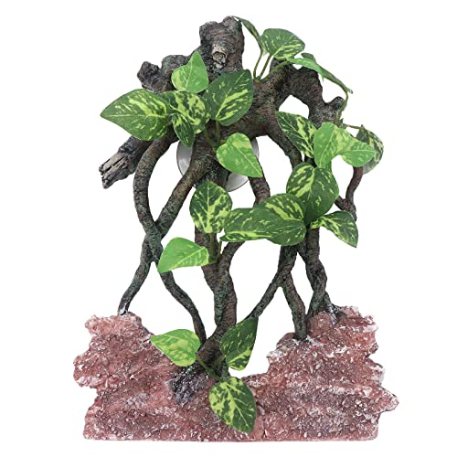 Reptile Climb Tree Branch Rock Background Decoration with Suction Cup for Terrarium Amphibian Lizard Snake (Terrarium Background)