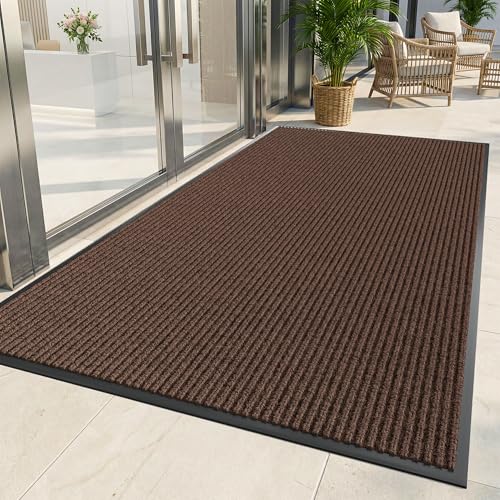 Indoor Outdoor Door Mat (Brown Striped / 4' x 5' (Rectangular))