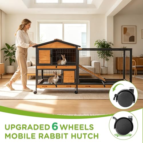2 Story Rabbit Hutch with Chew (Brown & Black)