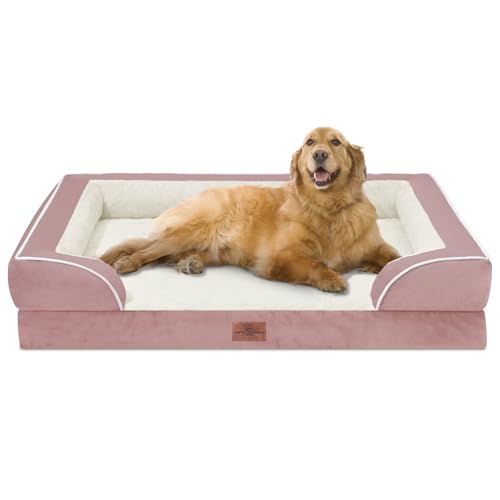 Waterproof Orthopedic Dog Bed for Extra Large Dogs (42.0"L x 30.0"W x 8.5"Th / Pink)