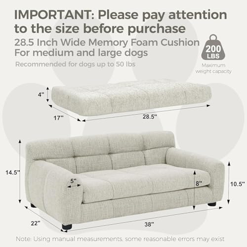 Dog Couch Bed (38 inch / Beige Linen)