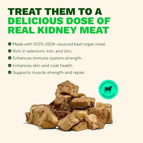 Freeze Dried 100% Beef Kidney Dog Treats (1 Pound (Pack of 1))