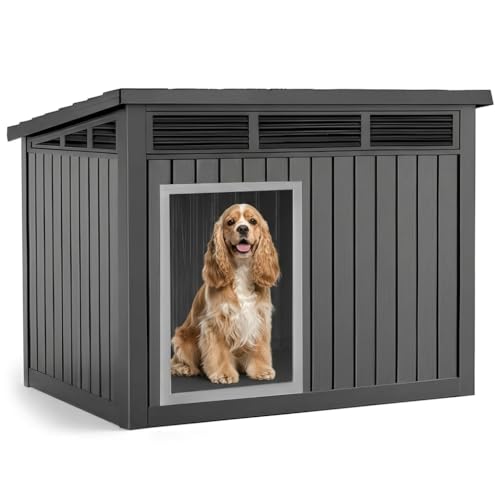 Dog House Indoor Outdoor (Deep Black / 32.2”L x 25.12”W x 24.13”H)