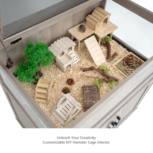Hedgehog Cage with Storage Cabinet and Tray (Grey / 34"H)