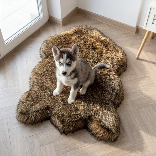 Faux Fur Orthopedic Dog Bed (Brown / Medium)