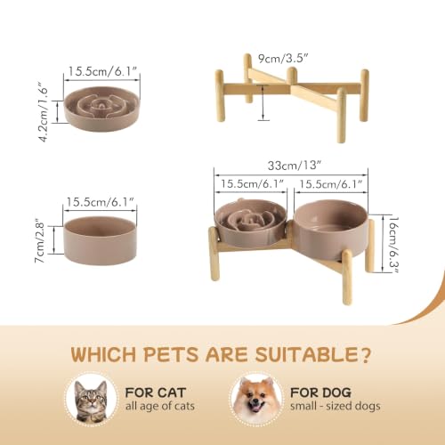 Elevated Slow Feeder Dog Bowls (Brown Coffee)