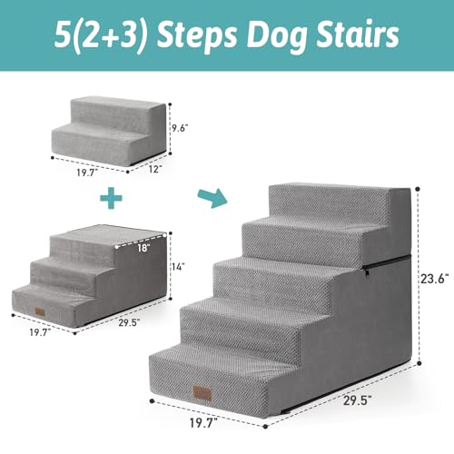 Dog Stairs for Small Dogs (Grey / 19.7x29.5x23.6 inch)
