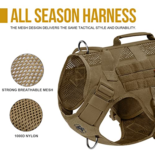 No Pull Tactical Dog Harness for Medium Dogs (Brown / L)