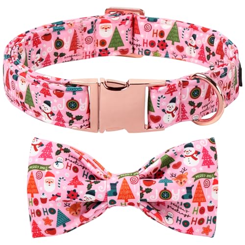 Christmas Dog Collar with Bow tie (Medium (Pack of 1) / Ho Xmas)