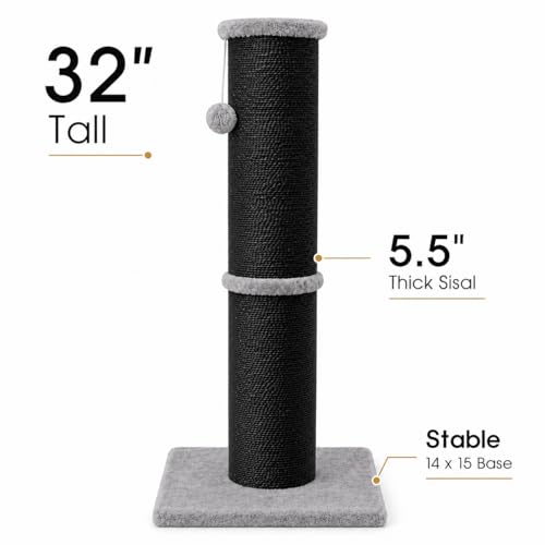 32 Inch Tall Cat Scratching Post (X-Large / Black)