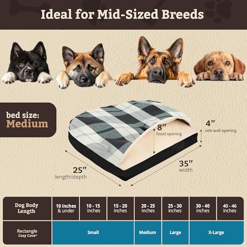Rectangle Cozy Cave Dog Bed (Barkley Black Diamond / Medium)