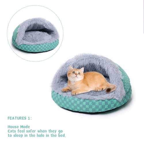 Cat Bed Hooded Plush Nest with Self (Small / Gray)