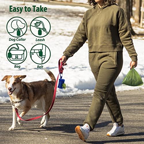 Dog Poop Bag Holder for Leash with Carabiner Clip Soft Fabric (Royal Blue)