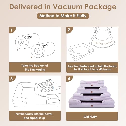 Orthopedic Dog Beds Large Sized Dog (Lilac / 36.0"l X 27.0"w X 6.5"th)