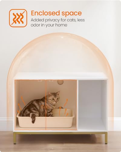 Cat Litter Box Enclosure (White + Gold / L (31.5"l X 19.7"w X 21.7"h))