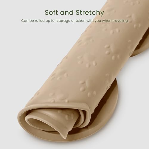 Dog Food Mat Anti (19.4" x 9.8" / Khaki)