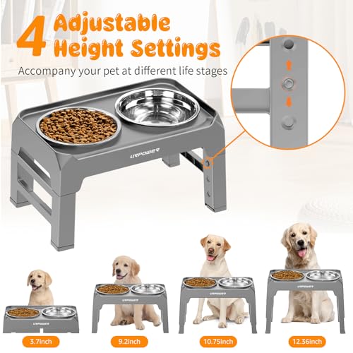Raised Dog Bowls 4 Height Adjustable Elevated Bowl Stand