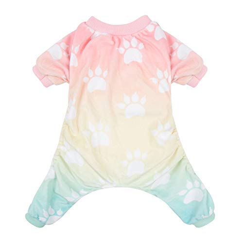 Small Dogs Outfit Soft Puppy Onesies Pjs Dog Pajamas Pet Coat Cat Apparel Comfy Doggie Jumpsuit Bodysuit for All Seasons (A05-Gradient footie / X-Large)