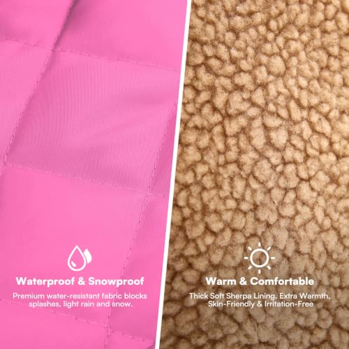 Waterproof Large Dog Winter Coat Cold Weather Warm Fleece Jacket (Large / Pink)
