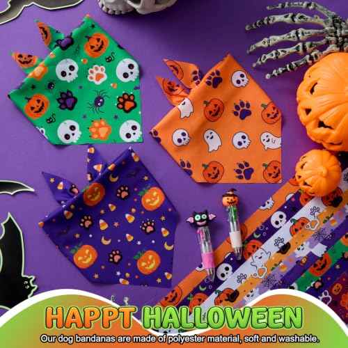 50 Pcs Halloween Dog Bandanas Bulk Cute Dog Paw Prints Pattern (Halloween Paw Print / 19.7 x 13.8 x 13.8'')