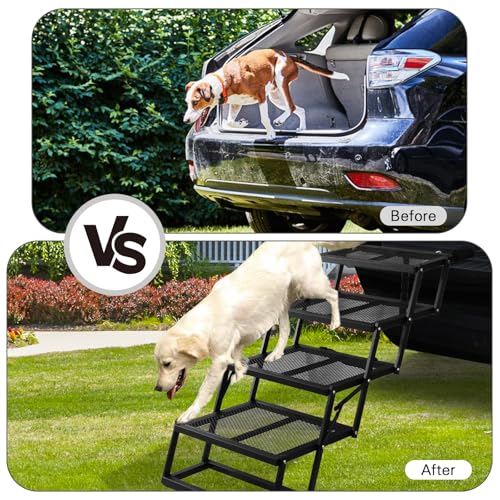 Folding Dog Stairs for Car (Mesh / 16.9In-4 Steps)