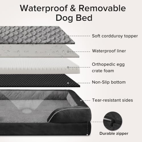 L Plus Orthopedic Dog Bed for Large Dogs (Black / L- PLUS (38"x 28"x 7"))