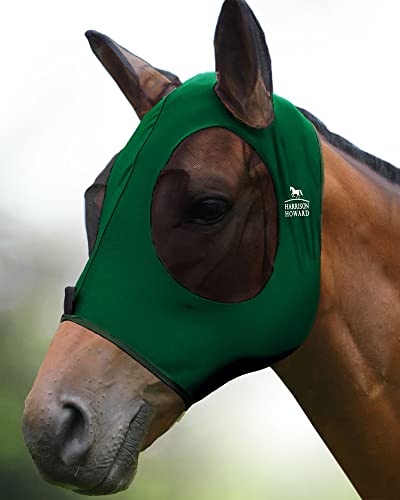 Super Comfort Stretchy Fly Mask Large Eye Space with UV Protection Soft on Skin with Breathability Deep Green Full Size (Full(Large) / Deep Green)