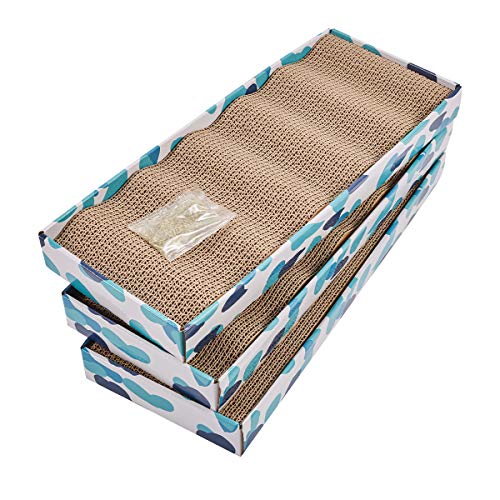 Cat Scratcher Cardboard Reversible Cat Scratch pad Kitty Corrugated Scratching Board Bed Catnip Included (M)