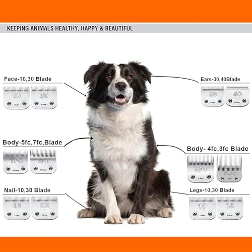 5PACK Dog Grooming Clipper Replacement Blades Compatible with Andis Clipper (#10+5fc+7fc+3fc+4fc)