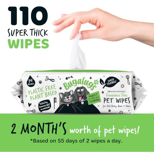 Dog Wipes 100% Plastic Free Biodegradable pet Wipes for Full Body