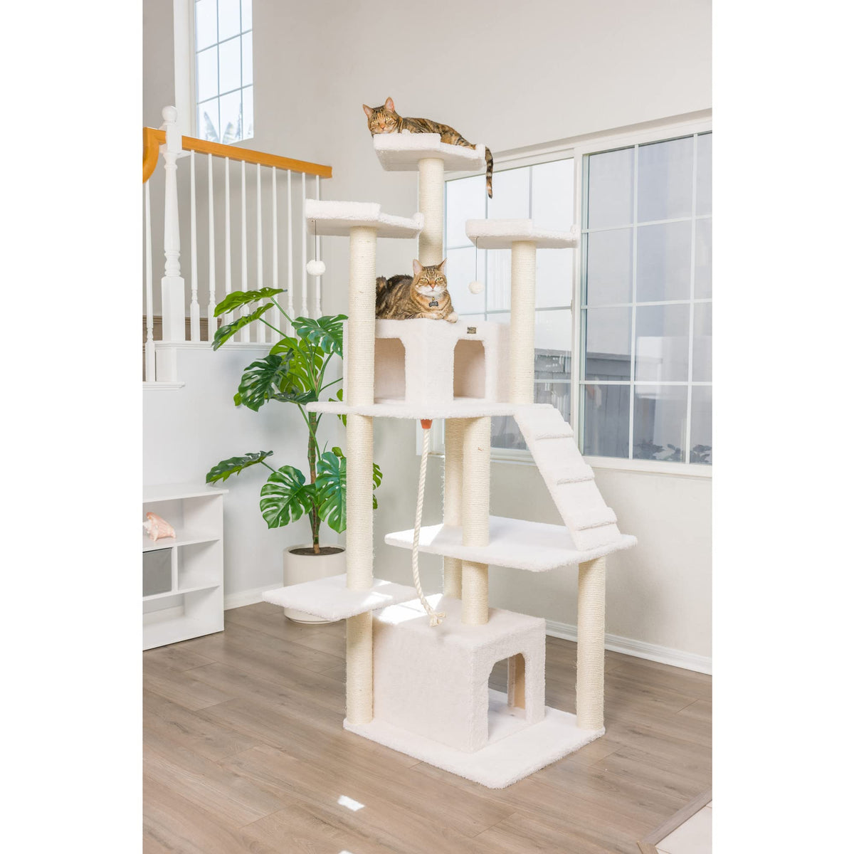 B8201 Classic Real Wood Cat Tree in Ivory