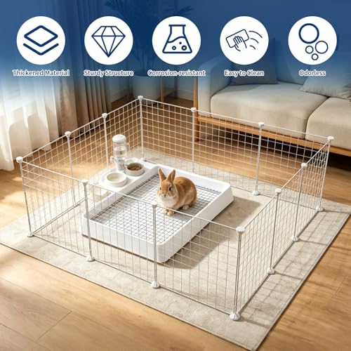 Low Entry Rabbit Litter Box Training Tray with Large Steel Grids (14.6x12x2.6"(40x30x6cm) / 0.5" Stee Grids + 0.4" PP Grids)