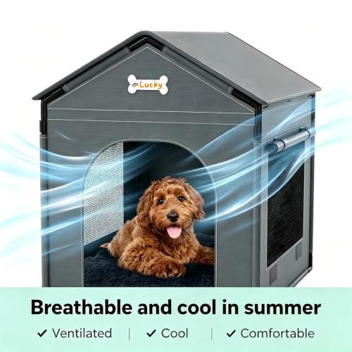 27.6" Dog House Indoor Outdoor Dog Kennel Tent Bed (Grey / L: 27.6"L x 21.3"W x 26.8"H)