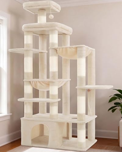 Cat Tree, 71-Inch Tall Cat Tower for Large Maine Coon Cats HCT03MG (Beige / XL)