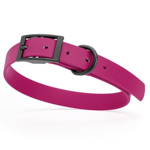 Biothane Waterproof Dog Collar Strong Coated Nylon Webbing with Black Hardware Odor (W3/4" x L15-18" / Magenta Pink)