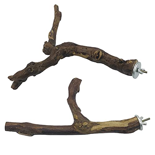 2 PCS Natural Grape Stick Fork Bird Perch Bird Standing Stick Chewing Bird Toys Natural Grapevine Bird Cage Perch for Parrot Cages Toy for Cockatiels (Style 13)