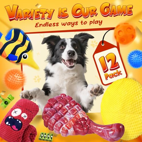 12 Pack Large Dog Chew Toys for Aggressive Chewers