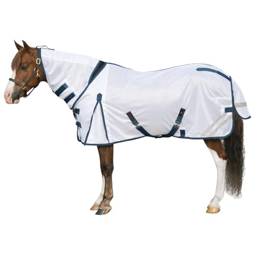 Soft Interlock Mesh II Horse Fly Sheets (Horse Size 61 / Pony Attached Neck Euro Surcingle / White)