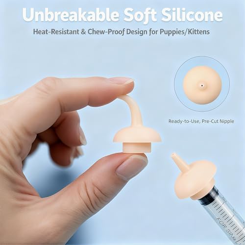 Silicone Feeding Nipple and Syringes for Newborn Kittens