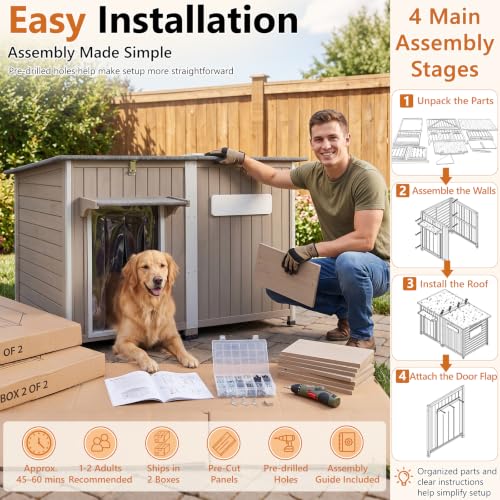 55" XL Insulated Outdoor Dog House for Large Dogs