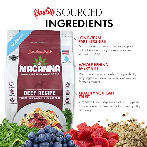 Grandma Lucy’s Macanna Freeze Dried Grain Free Beef Recipe Dog Food 1 Lbs (1 Pound (Pack of 1))
