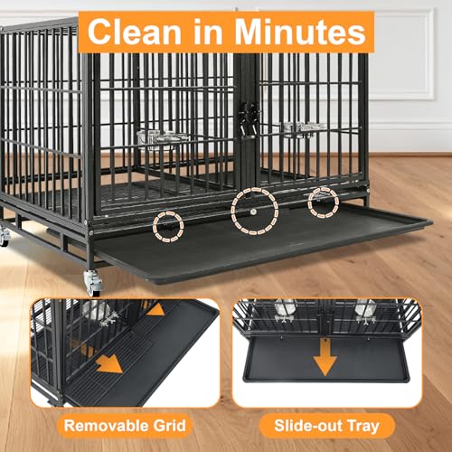 3 Tiers 43" Heavy Duty Dog Crate Bank with Wheels (42.5"L x 28.0"W x 88.0"H)