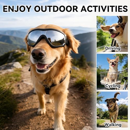 Dog Goggles for Large Breed Pet Sunglasses Eye Protection Anti (Silver / Large)